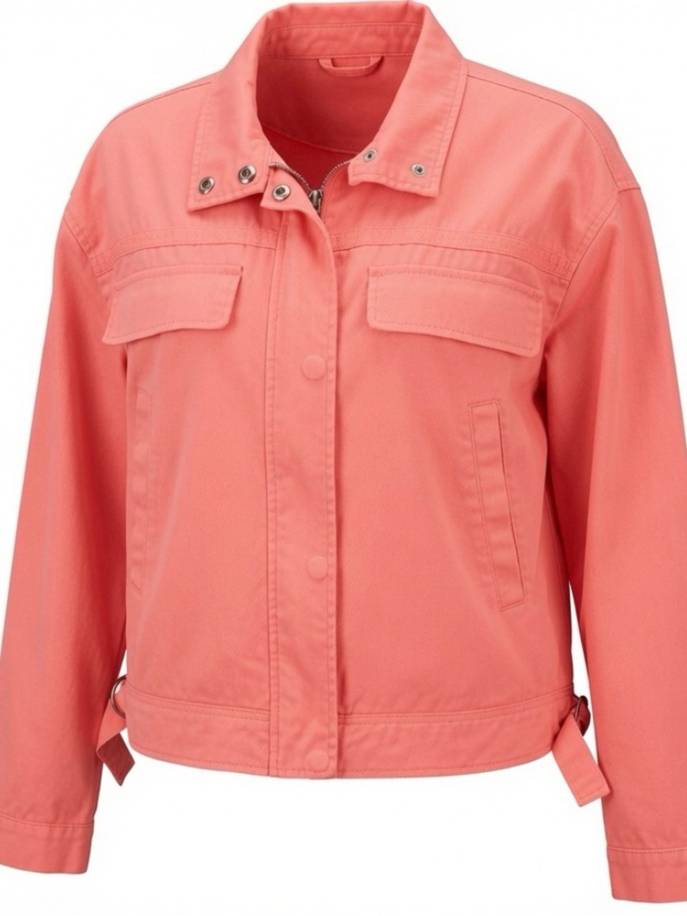Treasure & Bond Women's pale peach crop zip Jacket Size Large. 100% cotton